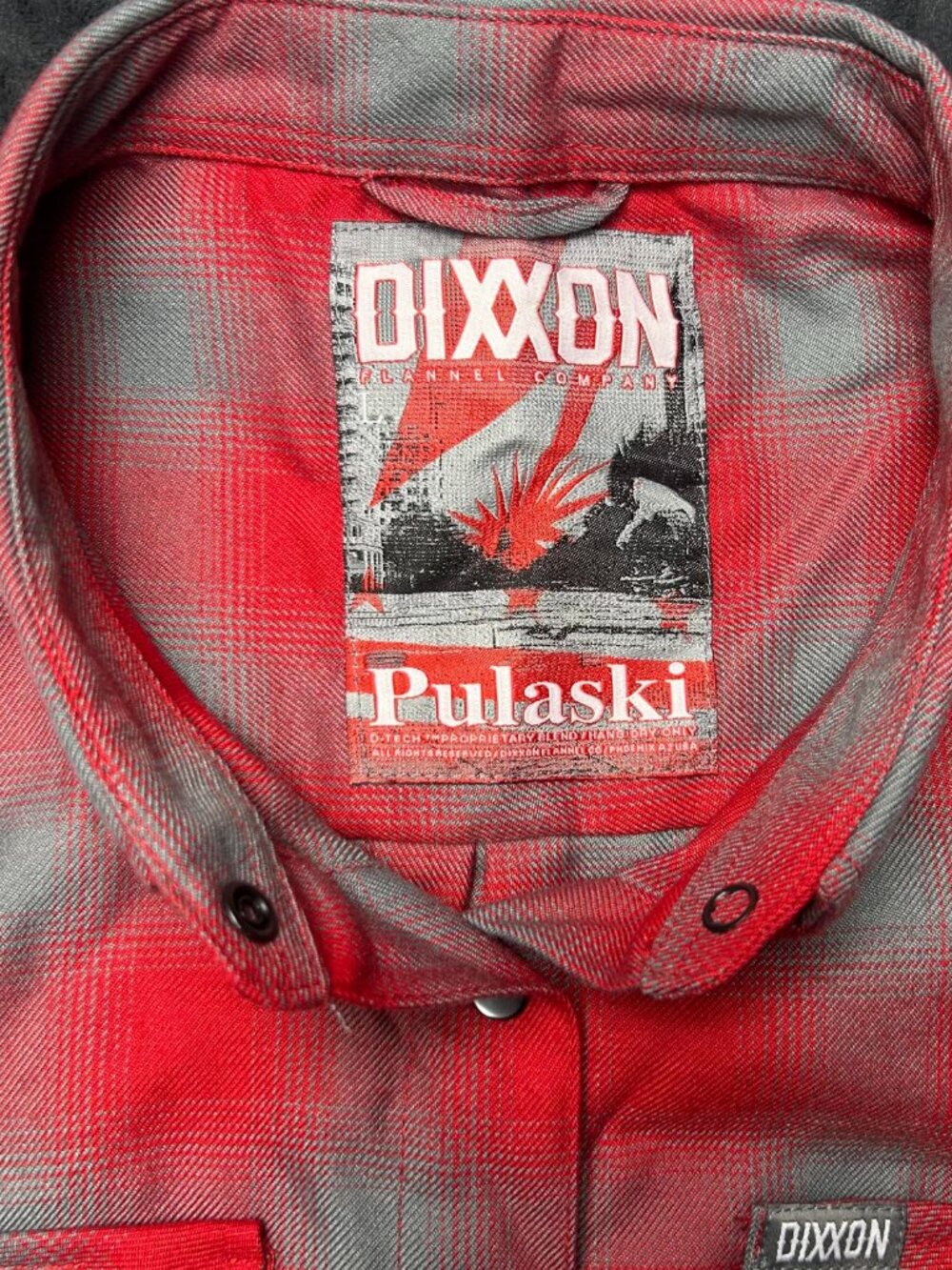 Mens Dixxon Flannel Co Lg Pulaski Flannel Shirt Long Sleeve Snap Front Red Gray - Picture 2 of 6